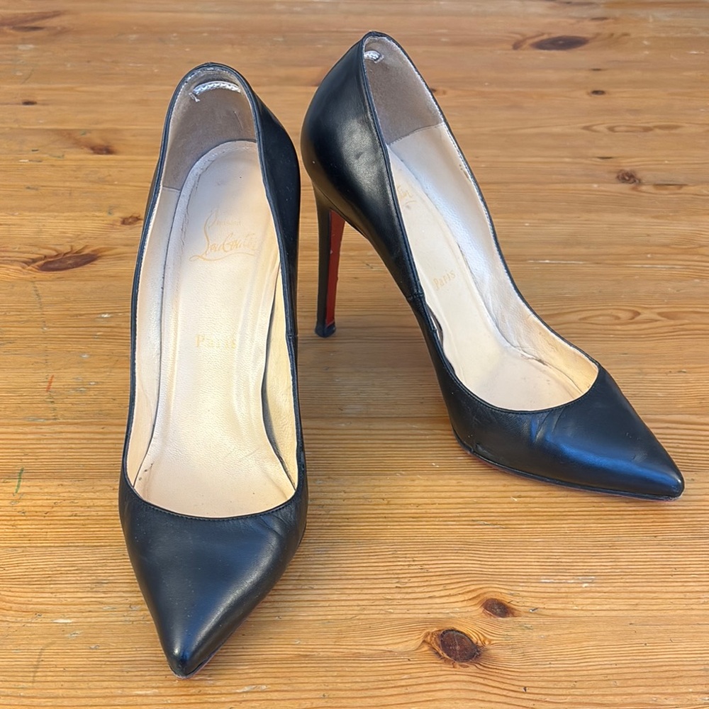 Christian Louboutin Pigalle Follies 85 Black Leather Pump Size EUR 38.5